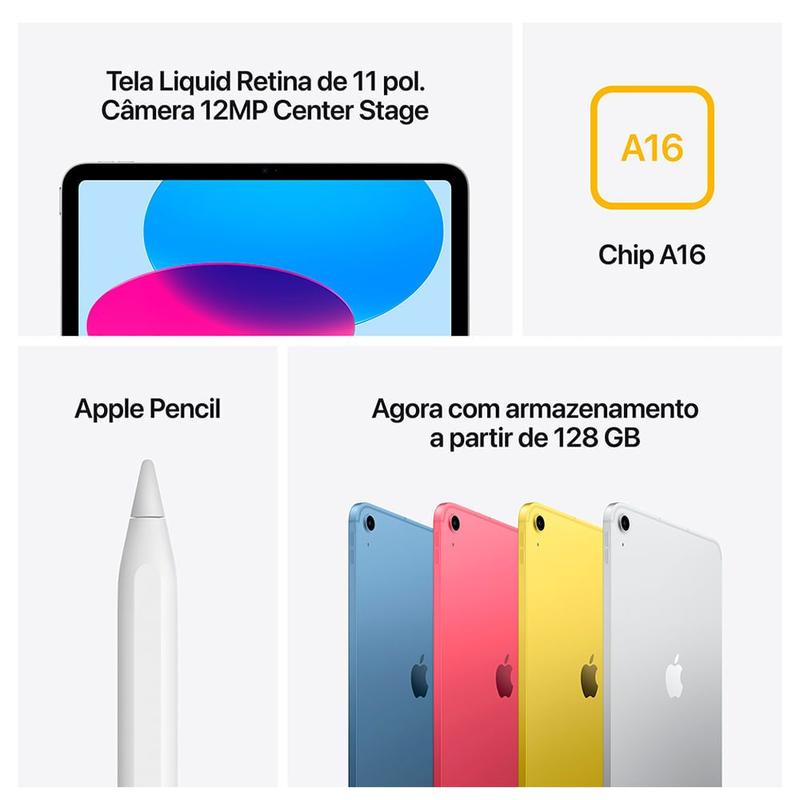 Apple iPad 11ª Geração, Chip A16 (Wi-Fi + Cellular, 128GB